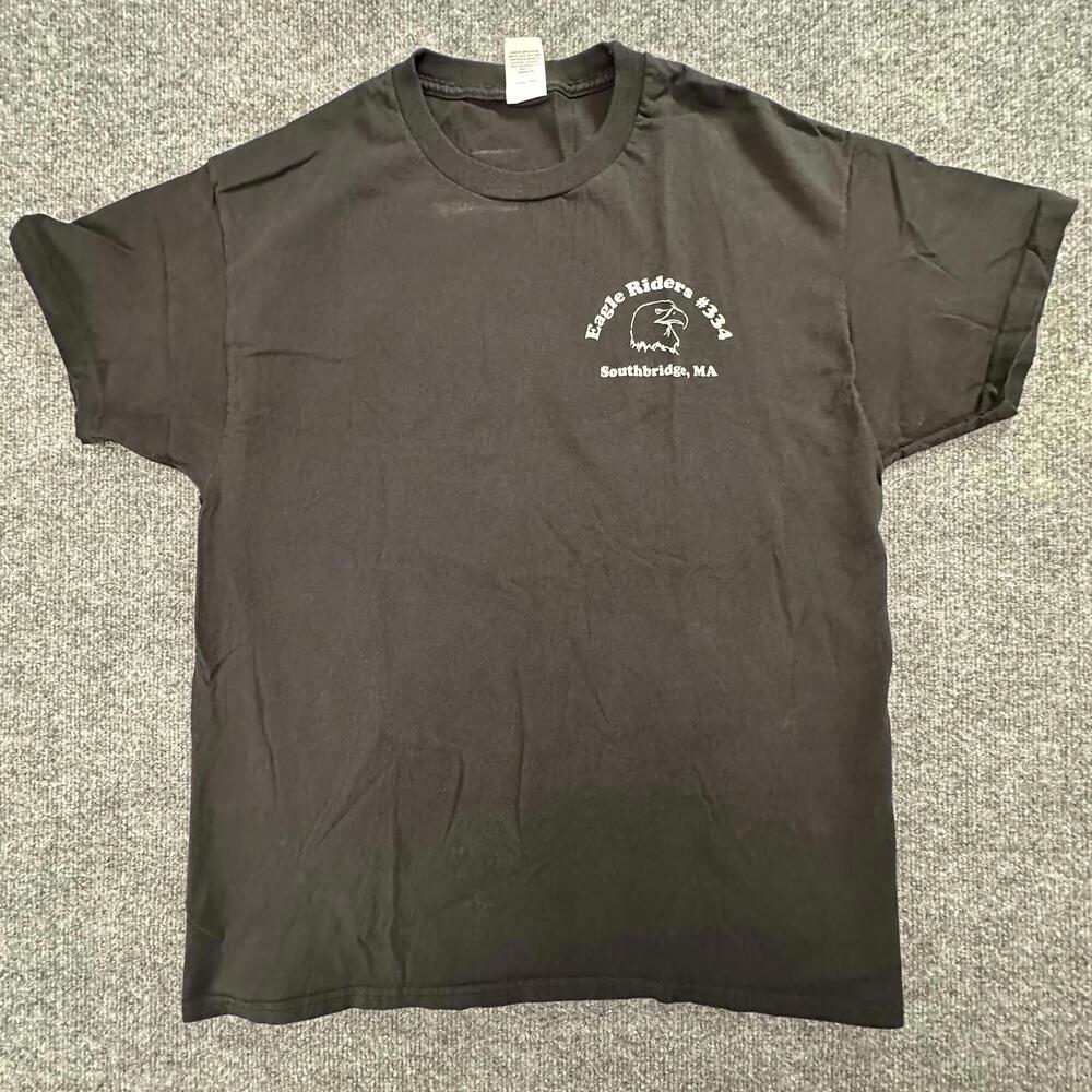 Hanes Eagle‎ Riders #334 Memorial Ride Graphic T-Shirt Black Mens Large #241